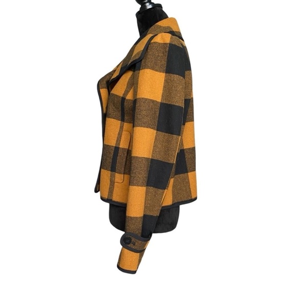 Ann Taylor LOFT Wool Blend Plaid Jacket – Black, Yellow & Brown – Size M - Picture 4 of 6